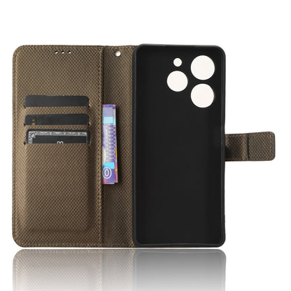 For Tecno Spark 10 Pro / KI7 Leather Folio Flip Cover Protective Phone Case Diamond Texture Wallet Case