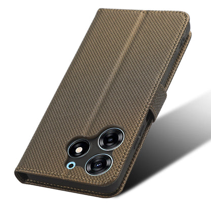 For Tecno Spark 10 Pro / KI7 Leather Folio Flip Cover Protective Phone Case Diamond Texture Wallet Case