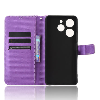 For Tecno Spark 10 Pro / KI7 Leather Folio Flip Cover Protective Phone Case Diamond Texture Wallet Case