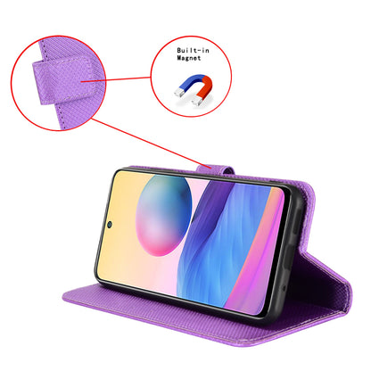 For Tecno Spark 10 Pro / KI7 Leather Folio Flip Cover Protective Phone Case Diamond Texture Wallet Case