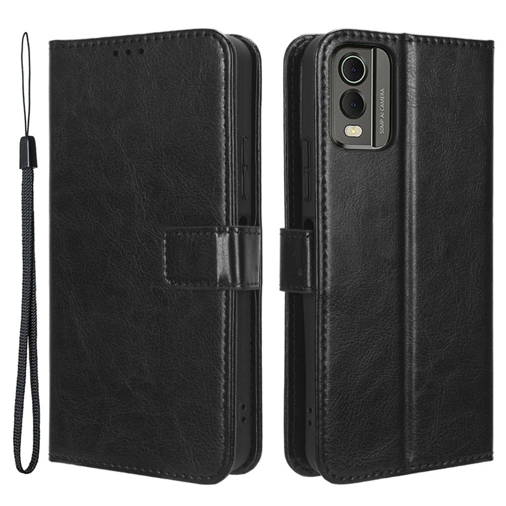 Wallet Phone Case for Nokia C32 PU Leather Flip Cover Crazy Horse Texture Stand Shockproof Cover