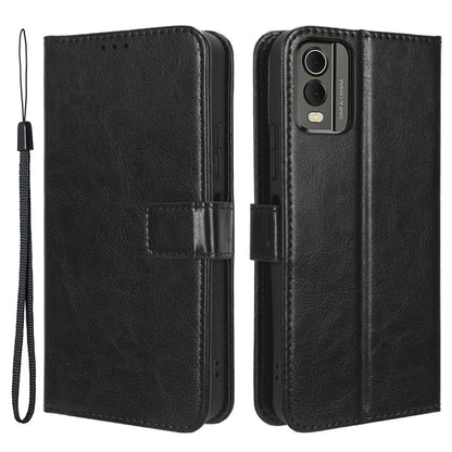 Wallet Phone Case for Nokia C32 PU Leather Flip Cover Crazy Horse Texture Stand Shockproof Cover