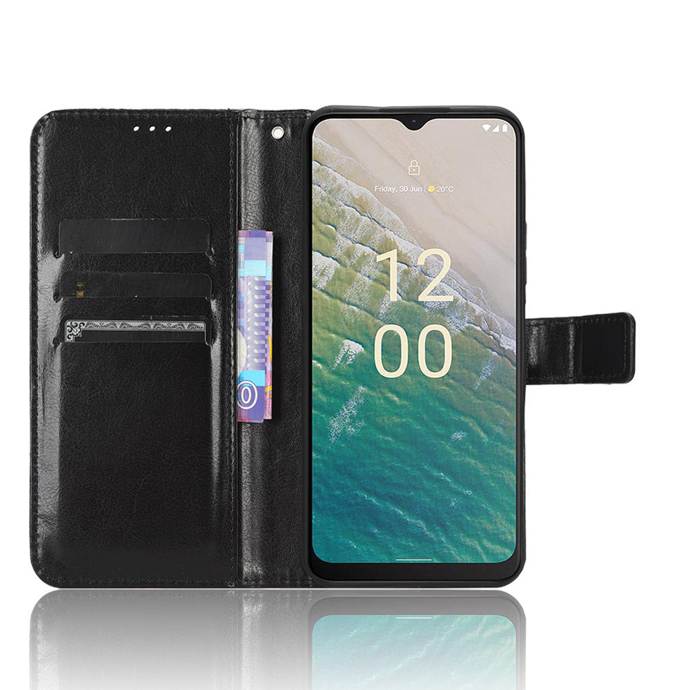 Wallet Phone Case for Nokia C32 PU Leather Flip Cover Crazy Horse Texture Stand Shockproof Cover