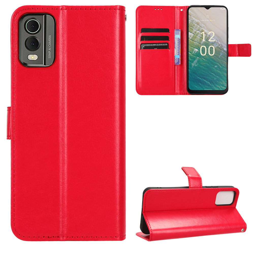 Wallet Phone Case for Nokia C32 PU Leather Flip Cover Crazy Horse Texture Stand Shockproof Cover