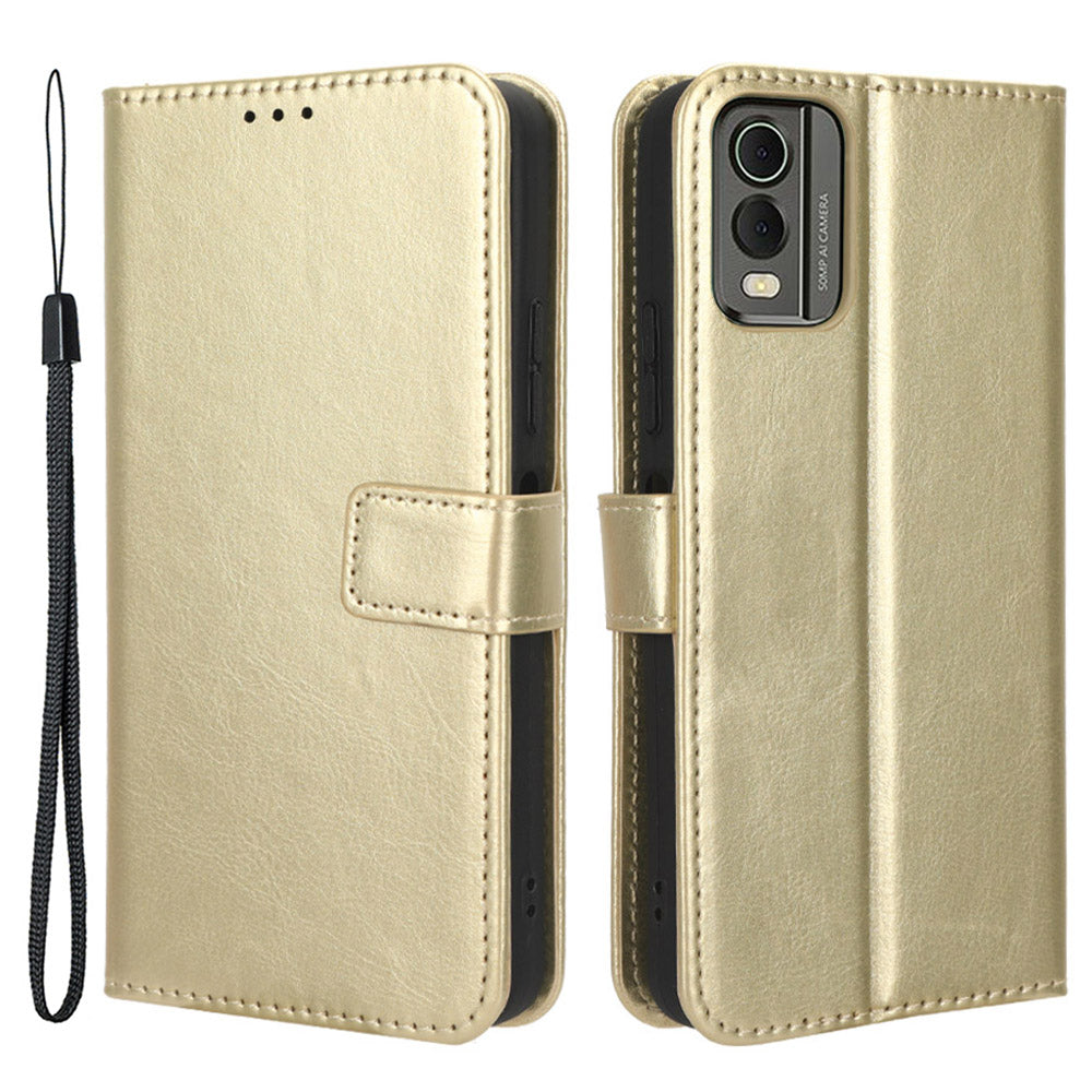 Wallet Phone Case for Nokia C32 PU Leather Flip Cover Crazy Horse Texture Stand Shockproof Cover