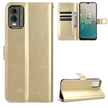 Wallet Phone Case for Nokia C32 PU Leather Flip Cover Crazy Horse Texture Stand Shockproof Cover