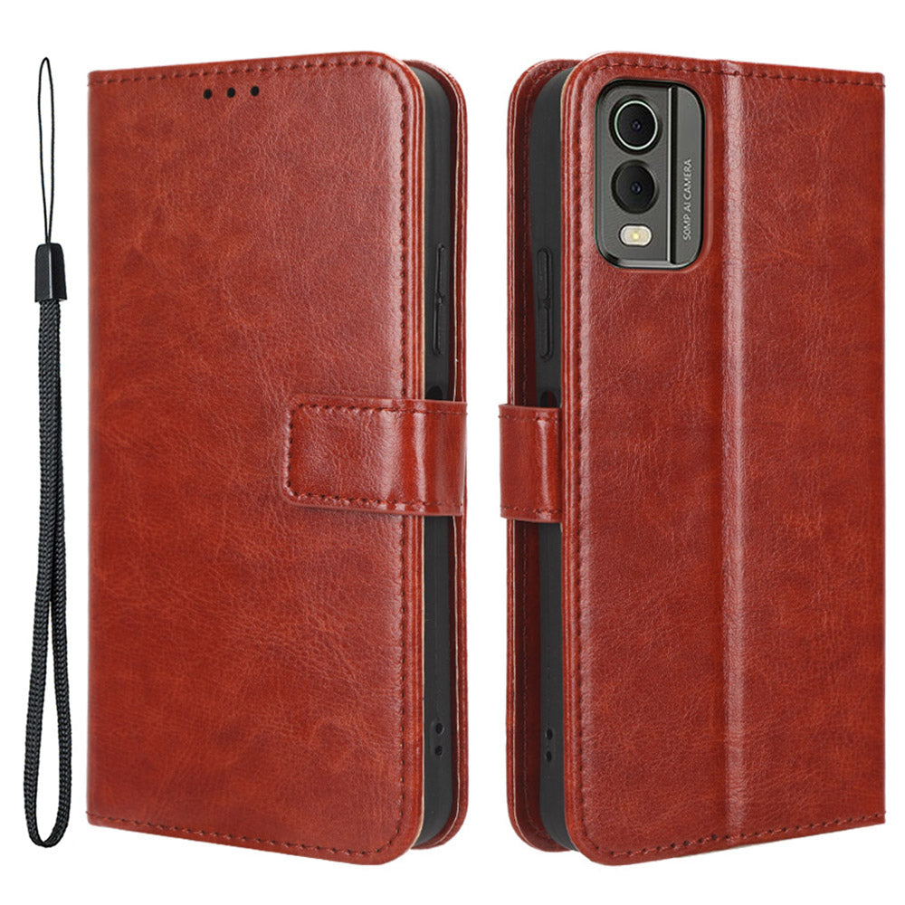 Wallet Phone Case for Nokia C32 PU Leather Flip Cover Crazy Horse Texture Stand Shockproof Cover