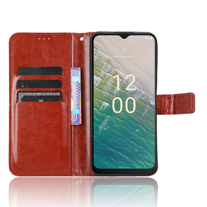 Wallet Phone Case for Nokia C32 PU Leather Flip Cover Crazy Horse Texture Stand Shockproof Cover