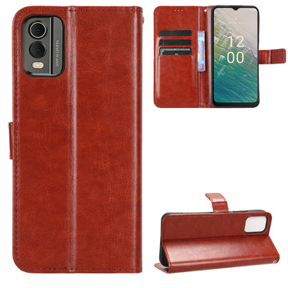 Wallet Phone Case for Nokia C32 PU Leather Flip Cover Crazy Horse Texture Stand Shockproof Cover