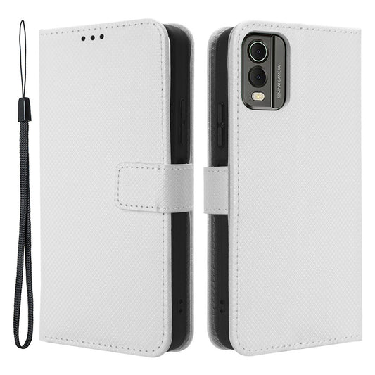 For Nokia C32 Protective Phone Case Leather Folio Flip Cover Stand Diamond Texture Wallet Phone Case
