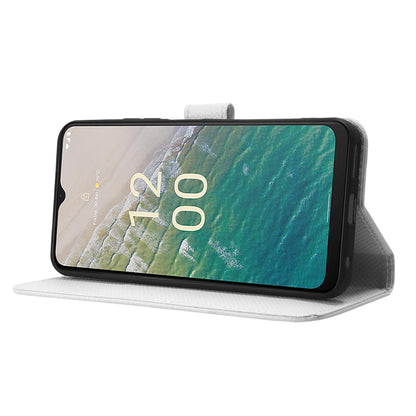 For Nokia C32 Protective Phone Case Leather Folio Flip Cover Stand Diamond Texture Wallet Phone Case