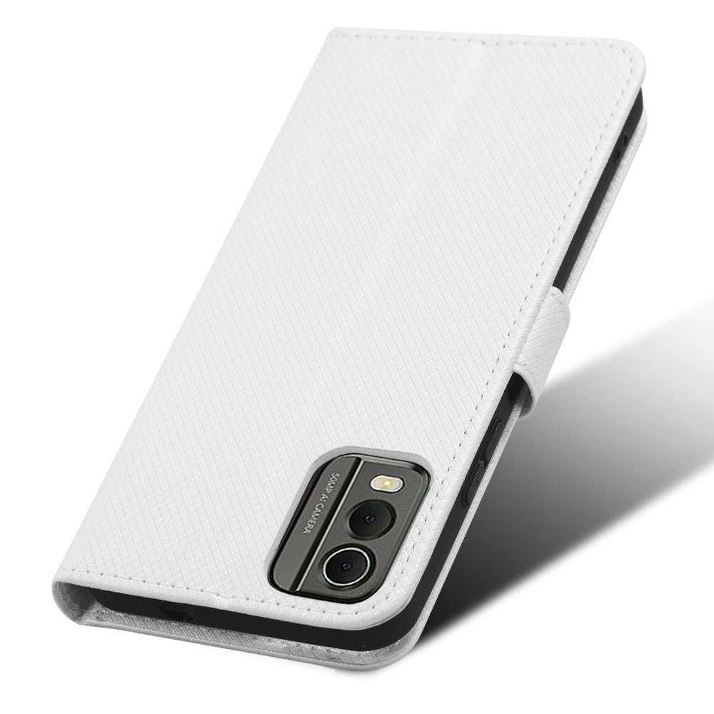 For Nokia C32 Protective Phone Case Leather Folio Flip Cover Stand Diamond Texture Wallet Phone Case