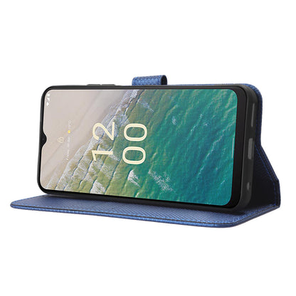 For Nokia C32 Protective Phone Case Leather Folio Flip Cover Stand Diamond Texture Wallet Phone Case