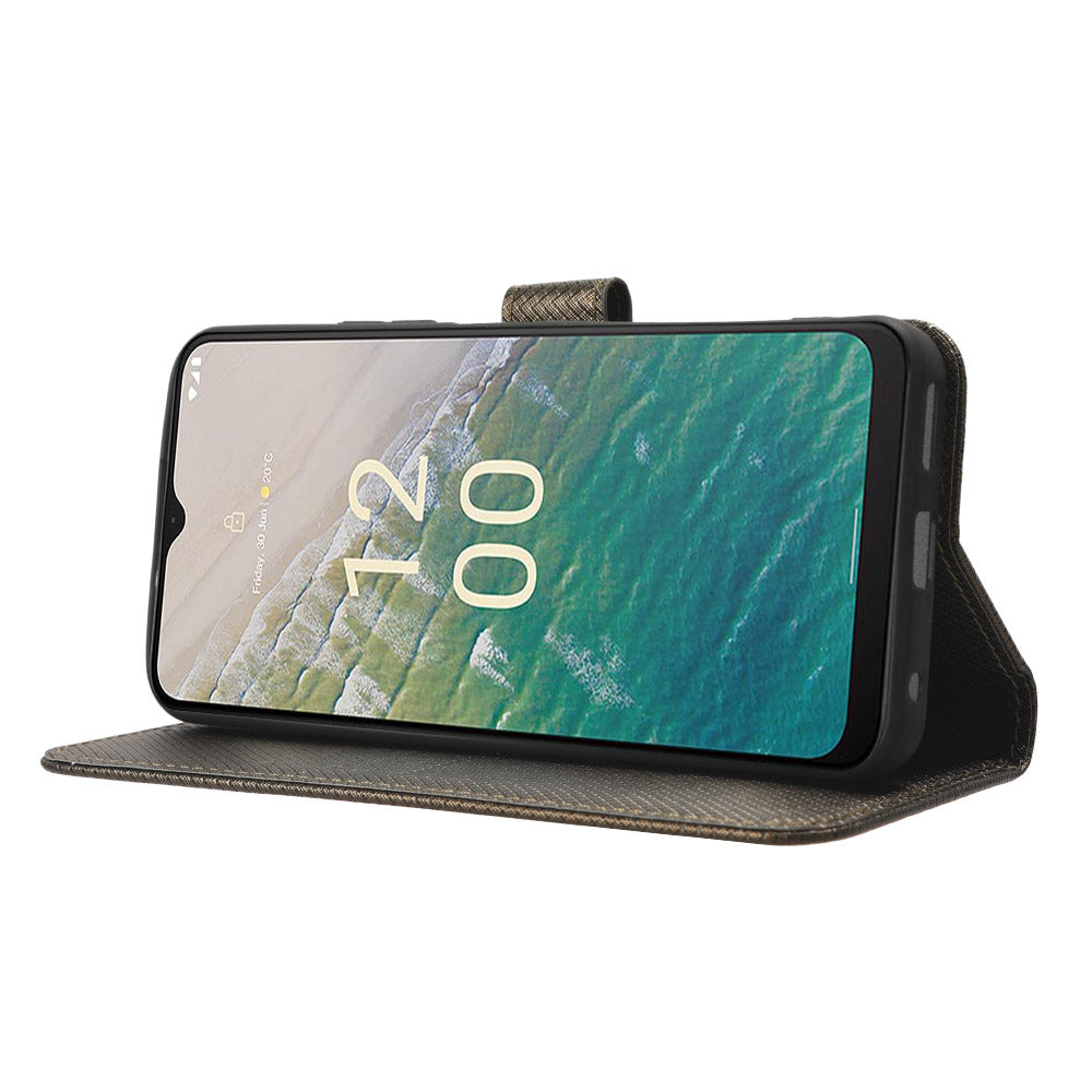 For Nokia C32 Protective Phone Case Leather Folio Flip Cover Stand Diamond Texture Wallet Phone Case