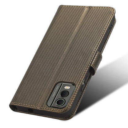 For Nokia C32 Protective Phone Case Leather Folio Flip Cover Stand Diamond Texture Wallet Phone Case