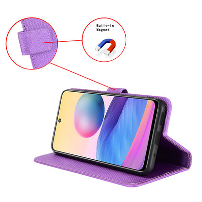 For Nokia C32 Protective Phone Case Leather Folio Flip Cover Stand Diamond Texture Wallet Phone Case