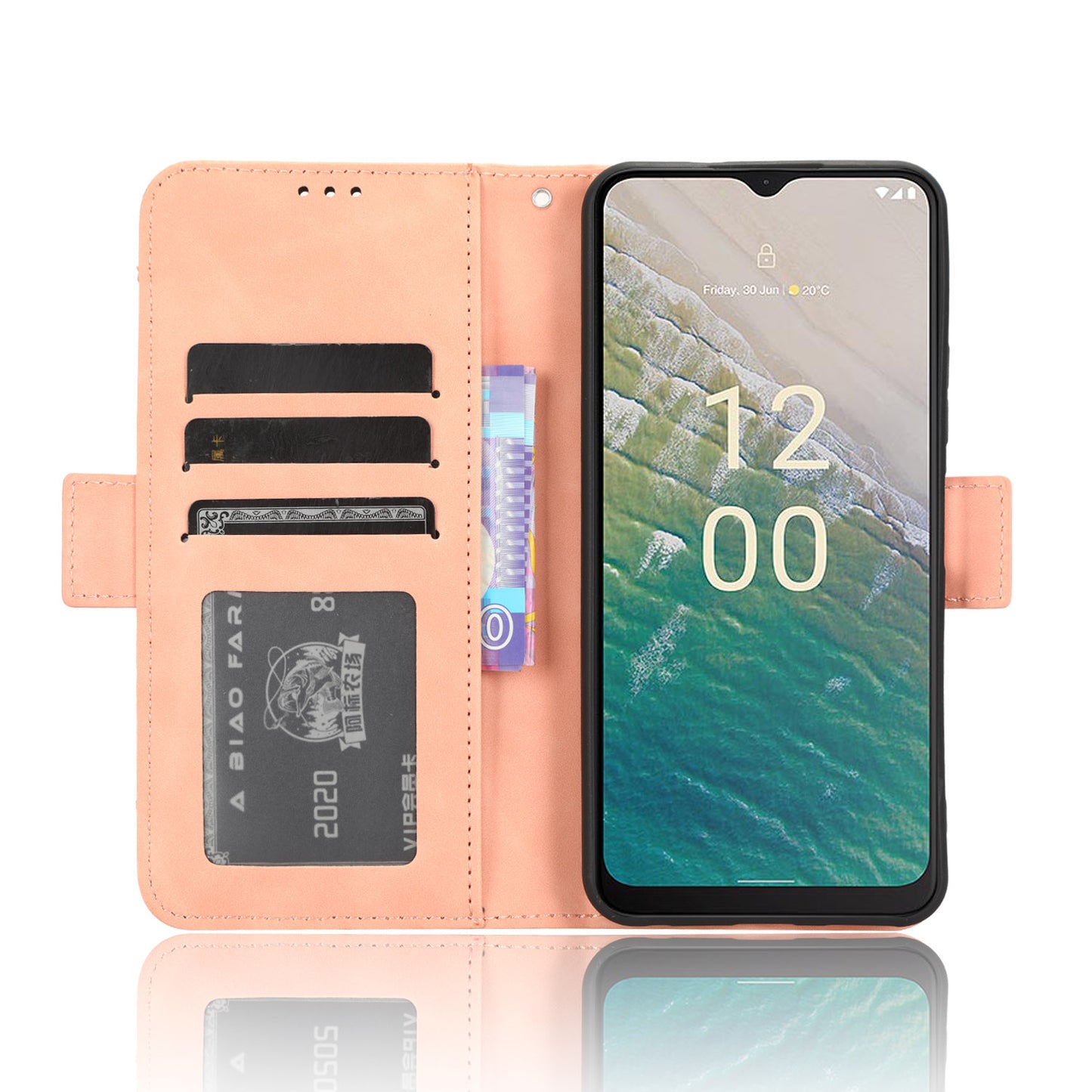 For Nokia C32 Flip Design PU Leather Phone Case Stand Multiple Card Slots Wallet Phone Cover