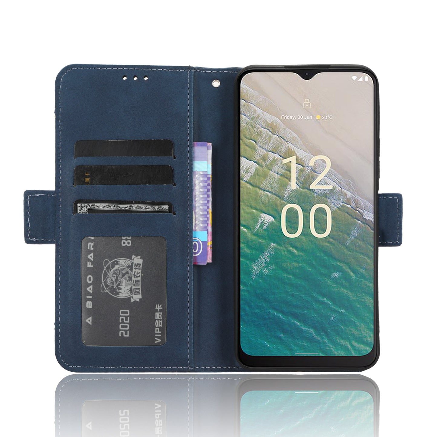 For Nokia C32 Flip Design PU Leather Phone Case Stand Multiple Card Slots Wallet Phone Cover