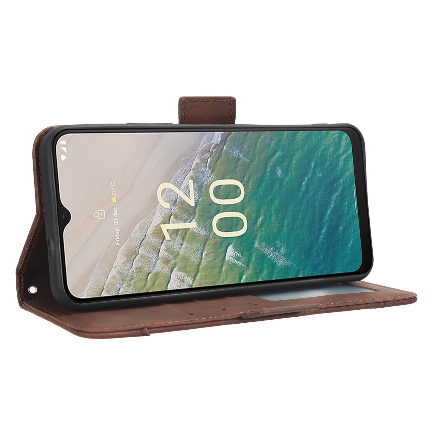 For Nokia C32 Flip Design PU Leather Phone Case Stand Multiple Card Slots Wallet Phone Cover