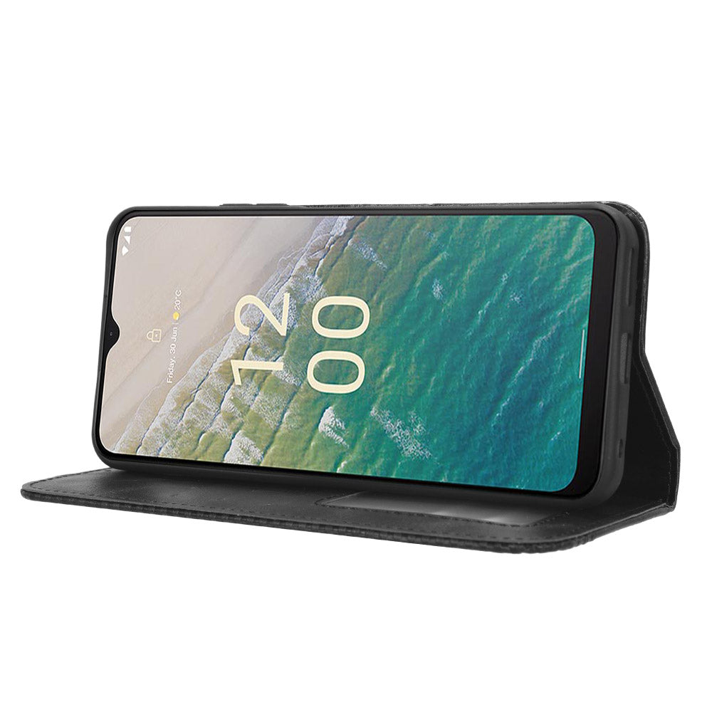 For Nokia C32 Retro Texture PU Leather Wallet Cell Phone Case Folio Stand Protective Cover
