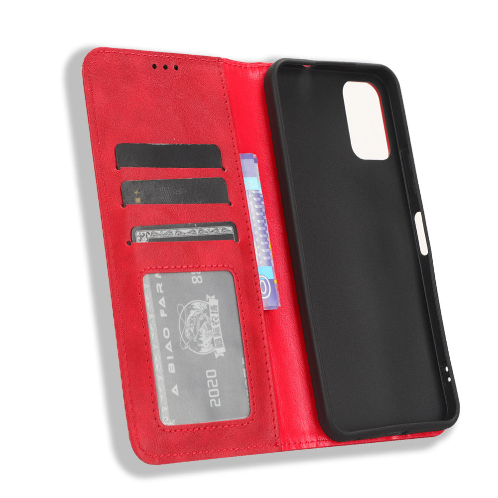 For Nokia C32 Retro Texture PU Leather Wallet Cell Phone Case Folio Stand Protective Cover