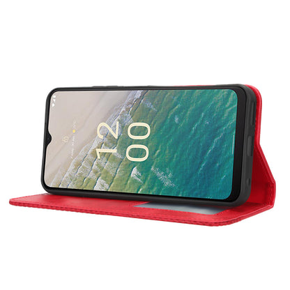 For Nokia C32 Retro Texture PU Leather Wallet Cell Phone Case Folio Stand Protective Cover