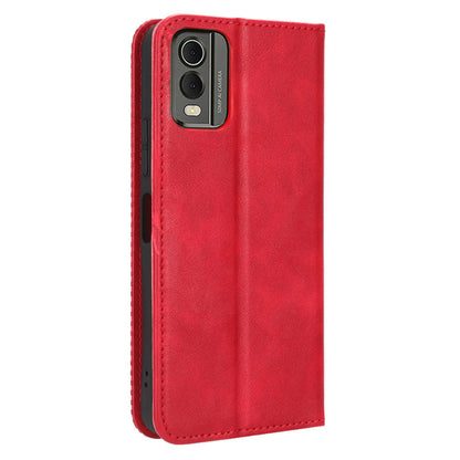 For Nokia C32 Retro Texture PU Leather Wallet Cell Phone Case Folio Stand Protective Cover