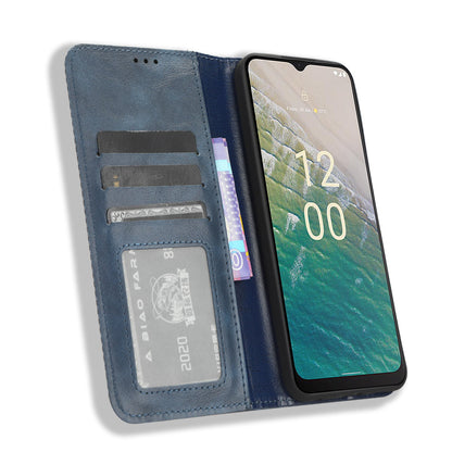 For Nokia C32 Retro Texture PU Leather Wallet Cell Phone Case Folio Stand Protective Cover