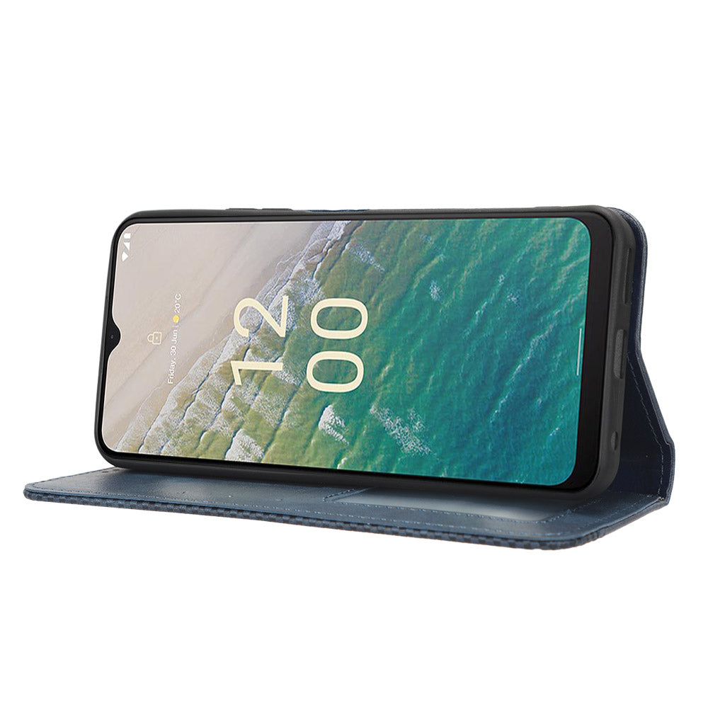 For Nokia C32 Retro Texture PU Leather Wallet Cell Phone Case Folio Stand Protective Cover