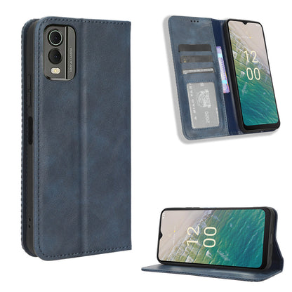 For Nokia C32 Retro Texture PU Leather Wallet Cell Phone Case Folio Stand Protective Cover