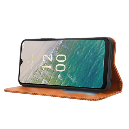 For Nokia C32 Retro Texture PU Leather Wallet Cell Phone Case Folio Stand Protective Cover