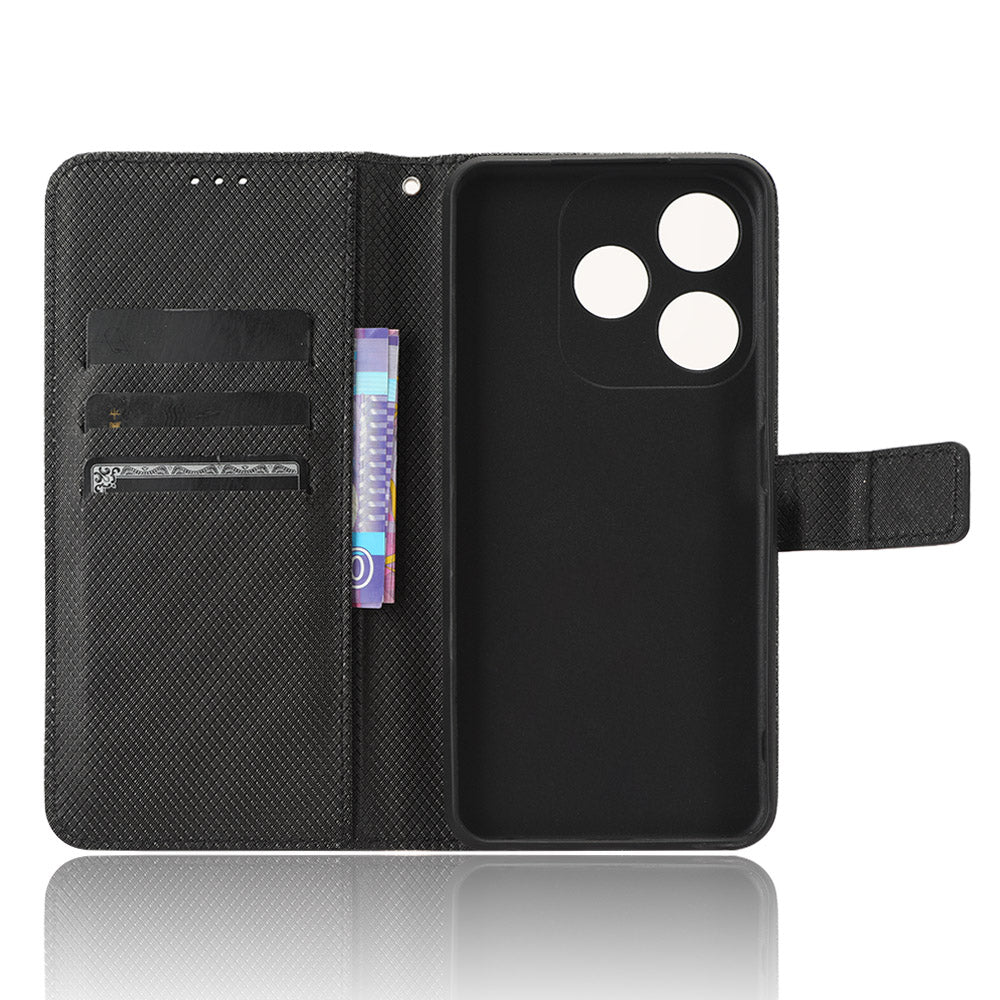 For Tecno Spark 10C 4G PU Leather+TPU Cell Phone Cover Diamond Texture Flip Stand Wallet Case