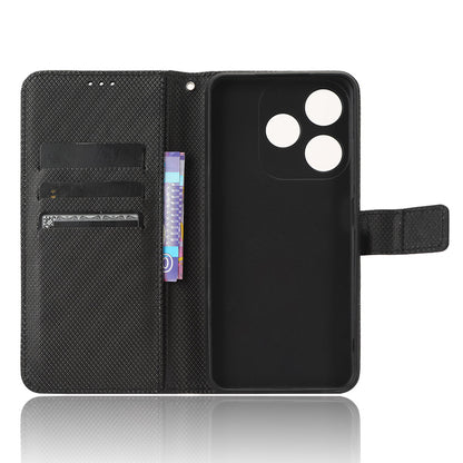 For Tecno Spark 10C 4G PU Leather+TPU Cell Phone Cover Diamond Texture Flip Stand Wallet Case