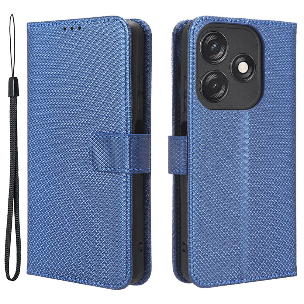 For Tecno Spark 10C 4G PU Leather+TPU Cell Phone Cover Diamond Texture Flip Stand Wallet Case