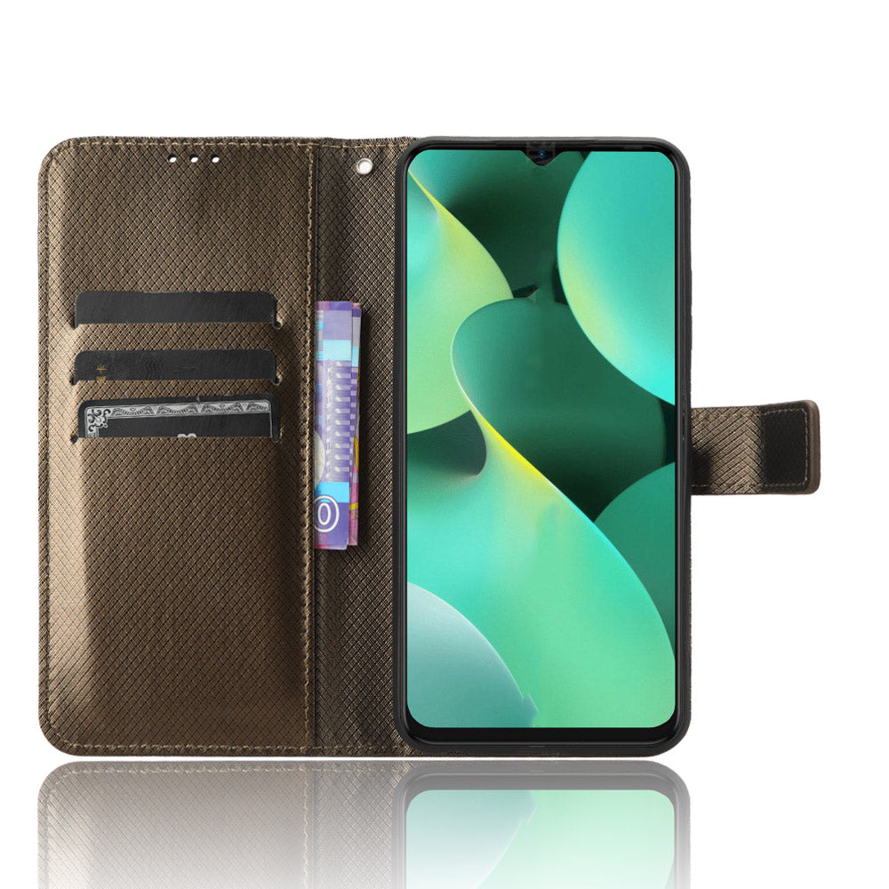 For Tecno Spark 10C 4G PU Leather+TPU Cell Phone Cover Diamond Texture Flip Stand Wallet Case