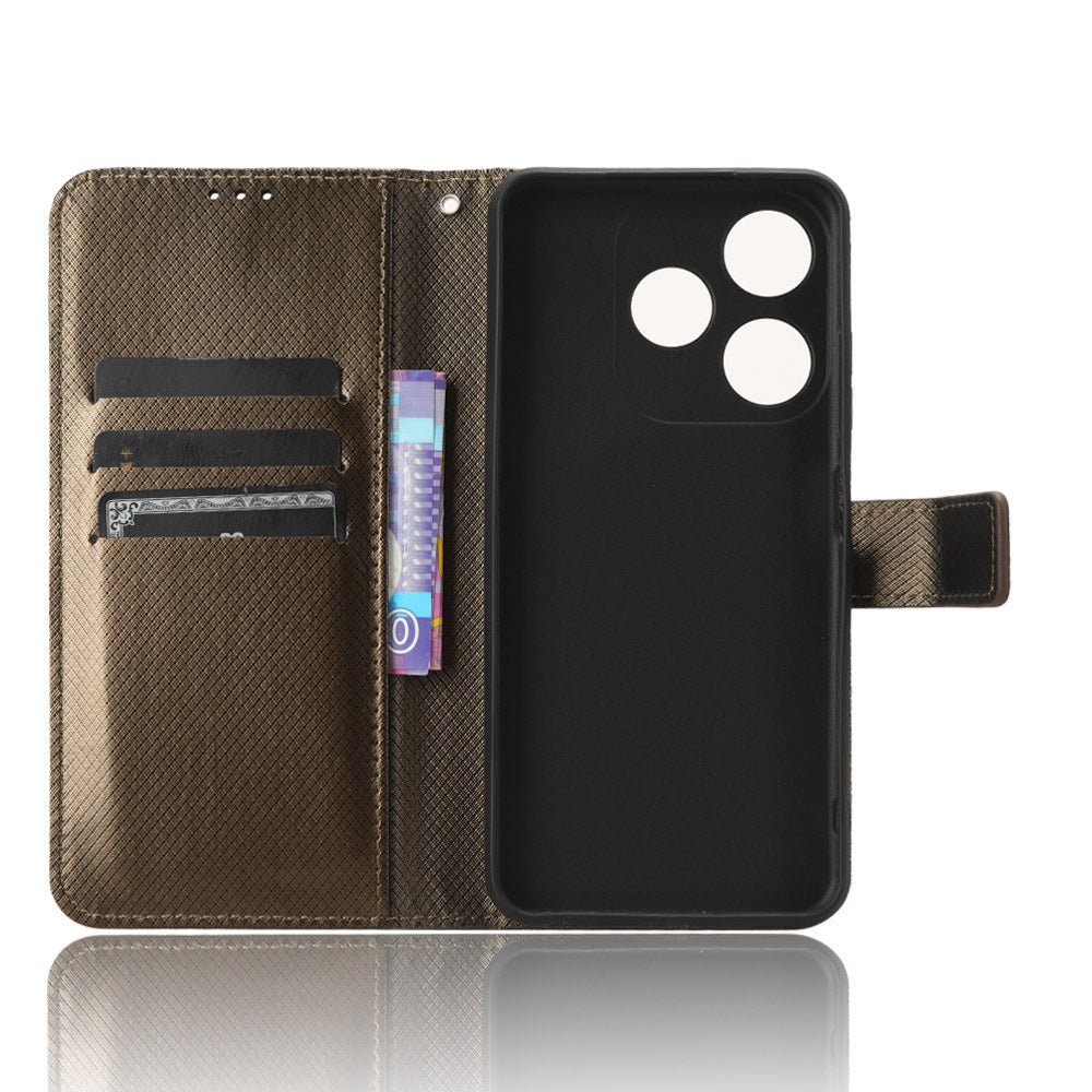 For Tecno Spark 10C 4G PU Leather+TPU Cell Phone Cover Diamond Texture Flip Stand Wallet Case