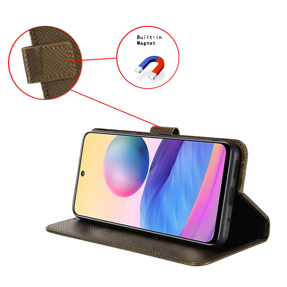 For Tecno Spark 10C 4G PU Leather+TPU Cell Phone Cover Diamond Texture Flip Stand Wallet Case