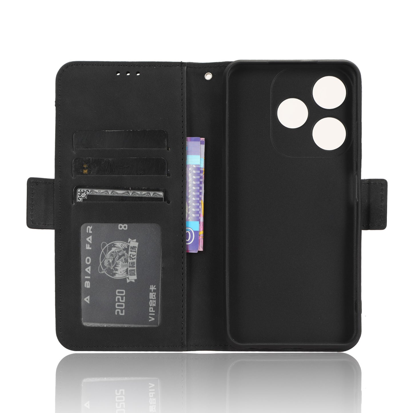 For Tecno Spark 10C 4G Wallet Phone Cover PU Leather Phone Stand Case with Multiple Card Slots