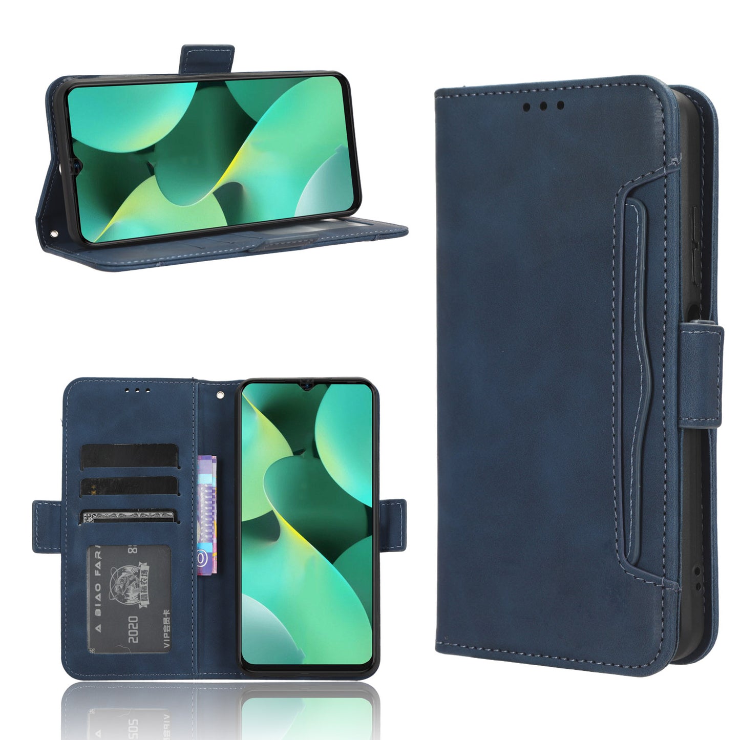 For Tecno Spark 10C 4G Wallet Phone Cover PU Leather Phone Stand Case with Multiple Card Slots