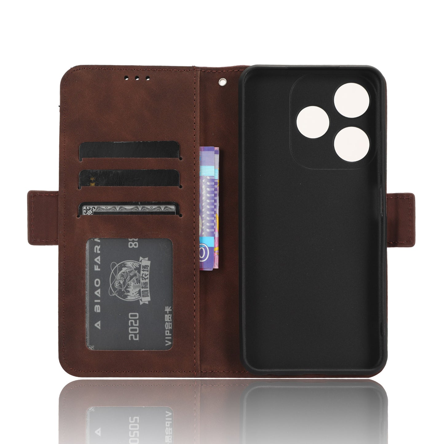 For Tecno Spark 10C 4G Wallet Phone Cover PU Leather Phone Stand Case with Multiple Card Slots