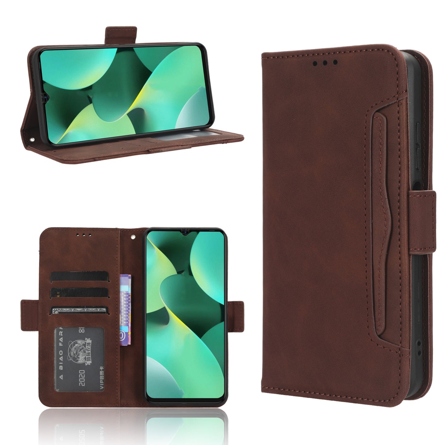 For Tecno Spark 10C 4G Wallet Phone Cover PU Leather Phone Stand Case with Multiple Card Slots
