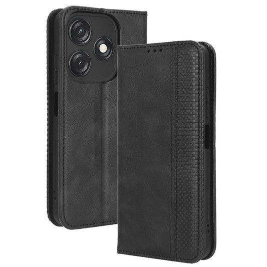 For Tecno Spark 10C 4G Wallet Phone Case Anti-Dust Stand PU Leather Protective Cover with Retro Texture