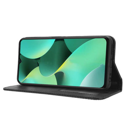 For Tecno Spark 10C 4G Wallet Phone Case Anti-Dust Stand PU Leather Protective Cover with Retro Texture