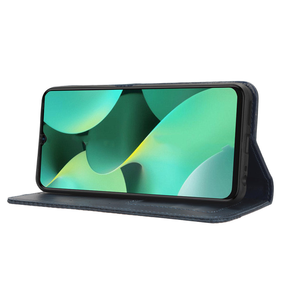 For Tecno Spark 10C 4G Wallet Phone Case Anti-Dust Stand PU Leather Protective Cover with Retro Texture