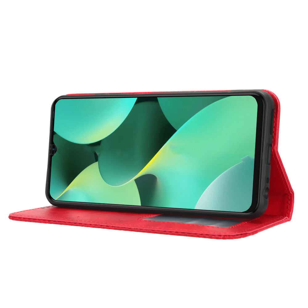 For Tecno Spark 10C 4G Wallet Phone Case Anti-Dust Stand PU Leather Protective Cover with Retro Texture