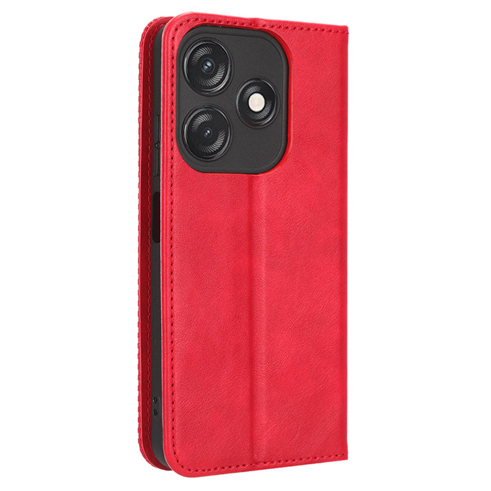 For Tecno Spark 10C 4G Wallet Phone Case Anti-Dust Stand PU Leather Protective Cover with Retro Texture