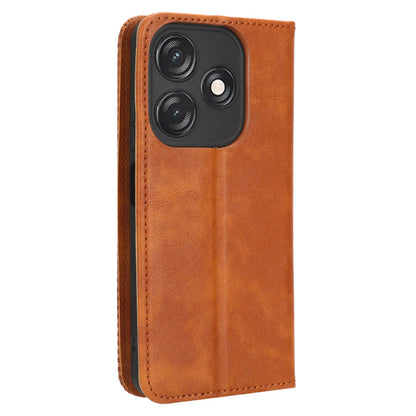 For Tecno Spark 10C 4G Wallet Phone Case Anti-Dust Stand PU Leather Protective Cover with Retro Texture