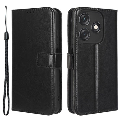PU Leather Flip Cover for Tecno Spark 10C 4G Anti-Dorp Wallet Case Crazy Horse Texture Stand Phone Shell