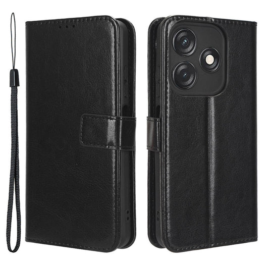 PU Leather Flip Cover for Tecno Spark 10C 4G Anti-Dorp Wallet Case Crazy Horse Texture Stand Phone Shell