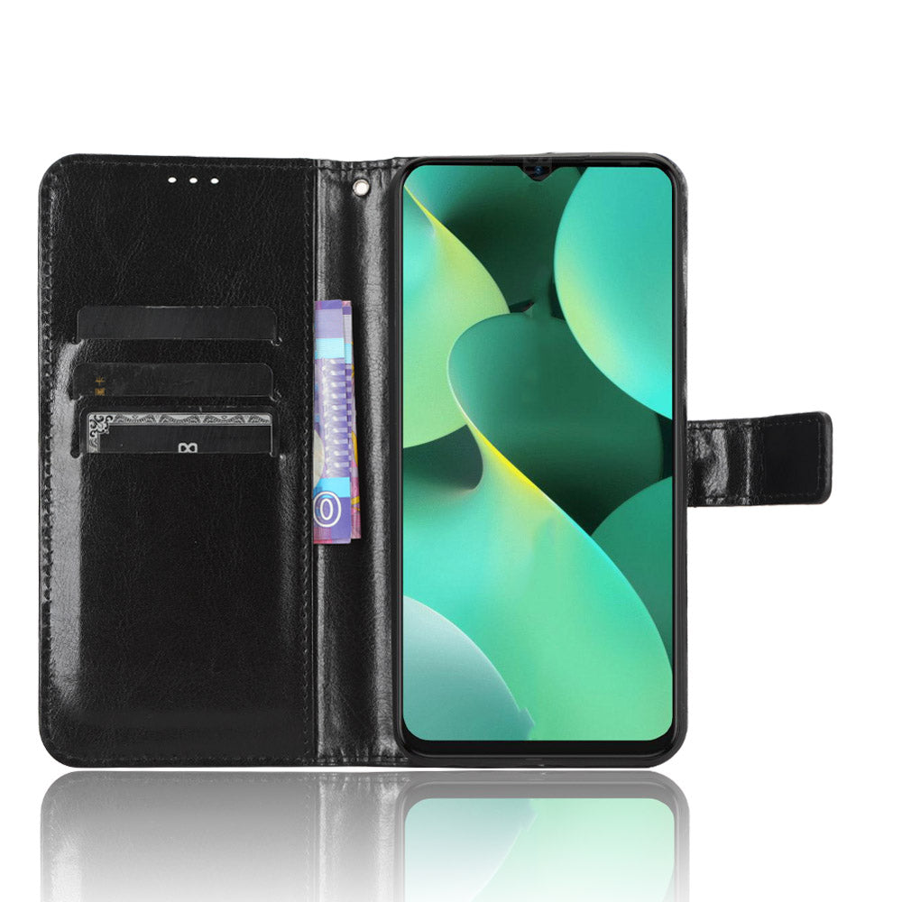 PU Leather Flip Cover for Tecno Spark 10C 4G Anti-Dorp Wallet Case Crazy Horse Texture Stand Phone Shell